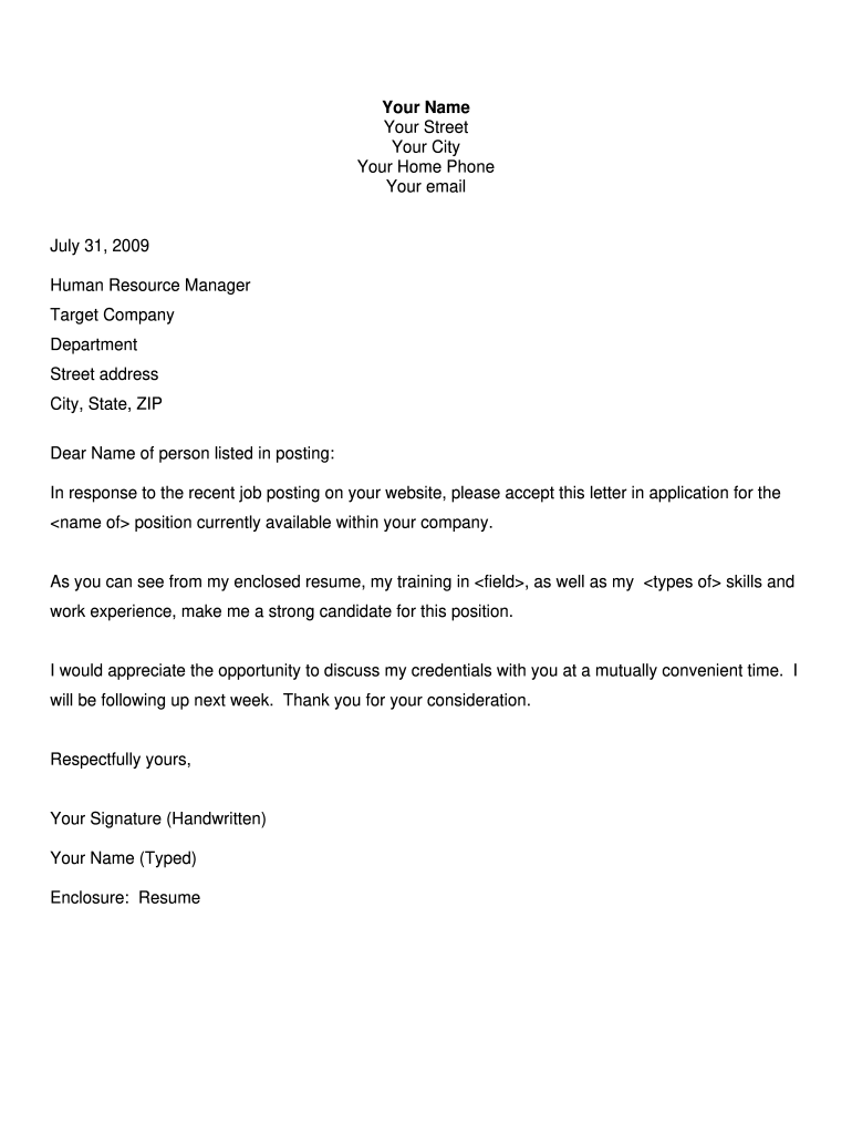 Printable Cover Letter Template Fill Online Printable Fillable Blank PdfFiller