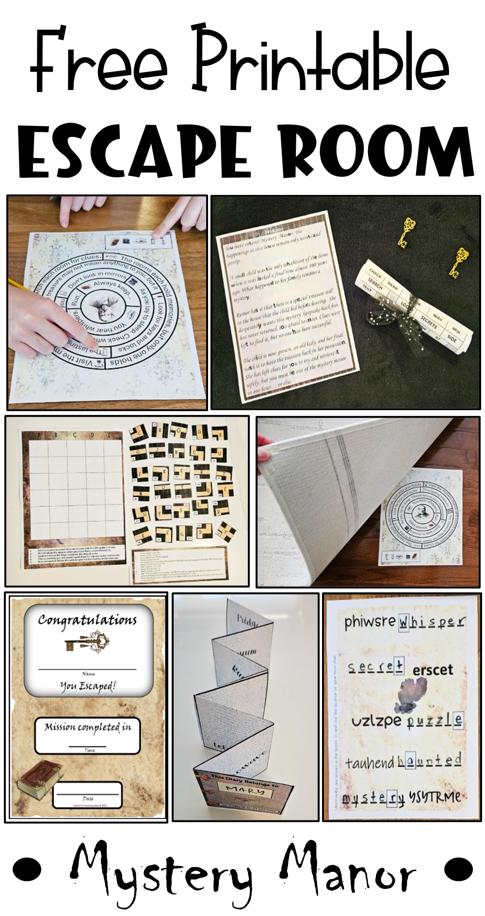 Printable Escape Room Game Mystery Manor Hands On Teaching Ideas
