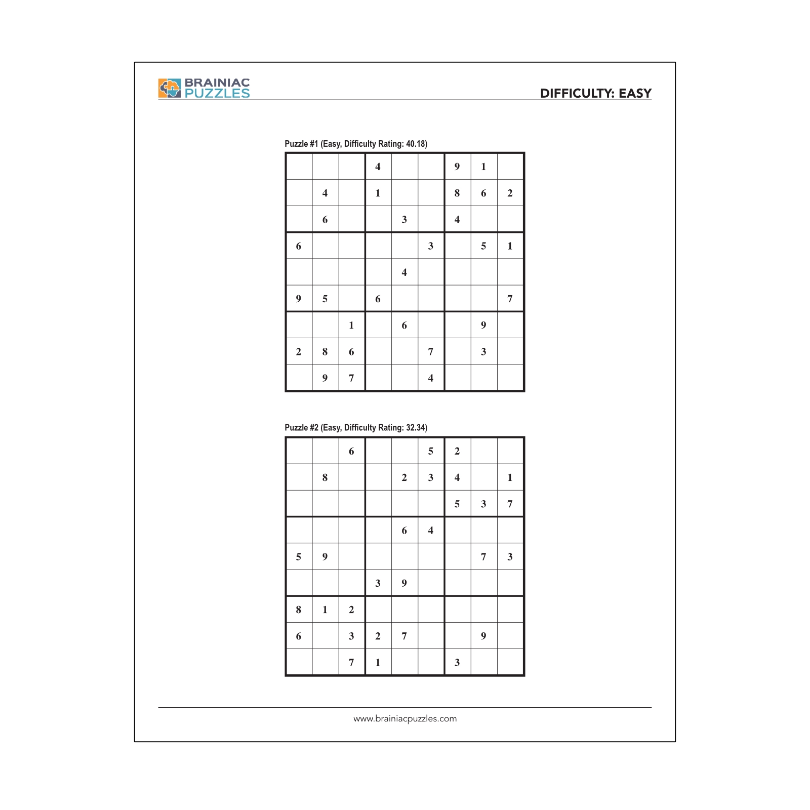 Printable Variety Sample Sudoku Pack Brainiac Puzzles