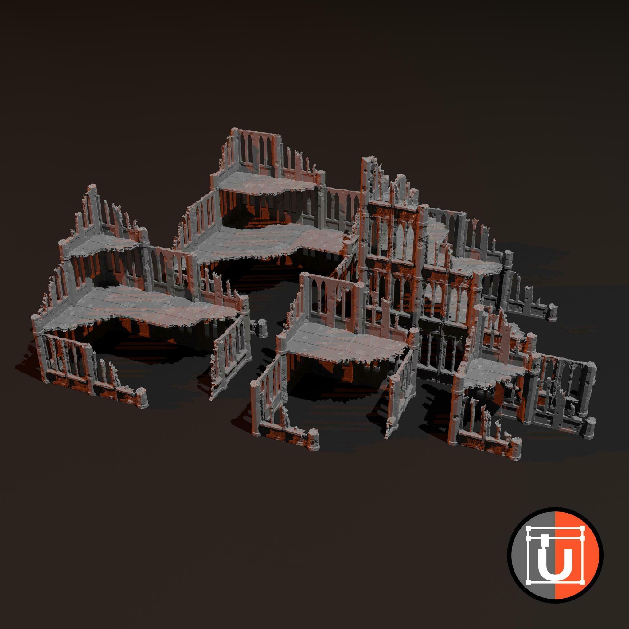  SciFi Gothic Terrain Full Buildings Free STL File For 3D Printing Cults
