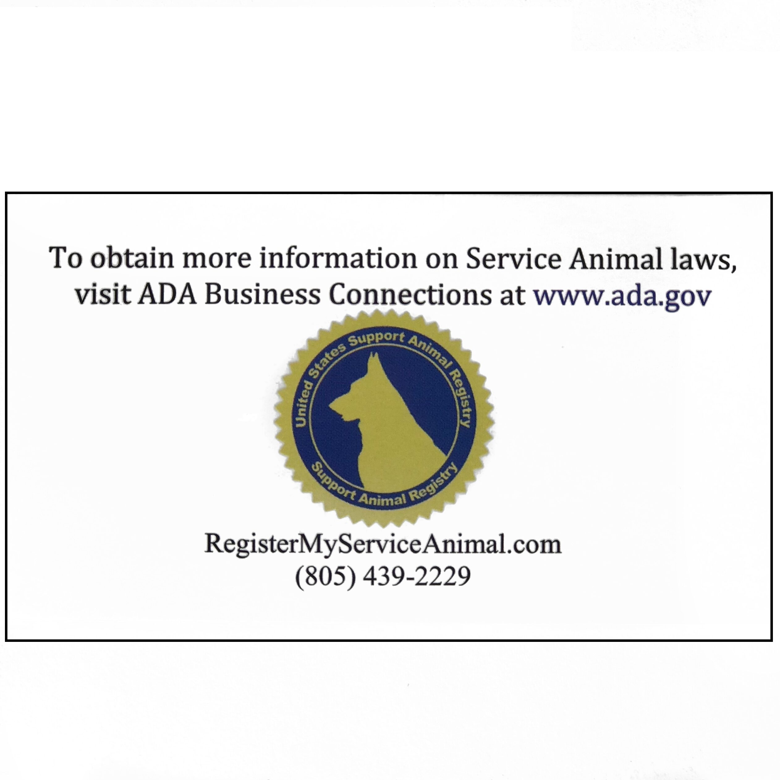 Free Printable Ada Service Dog Card