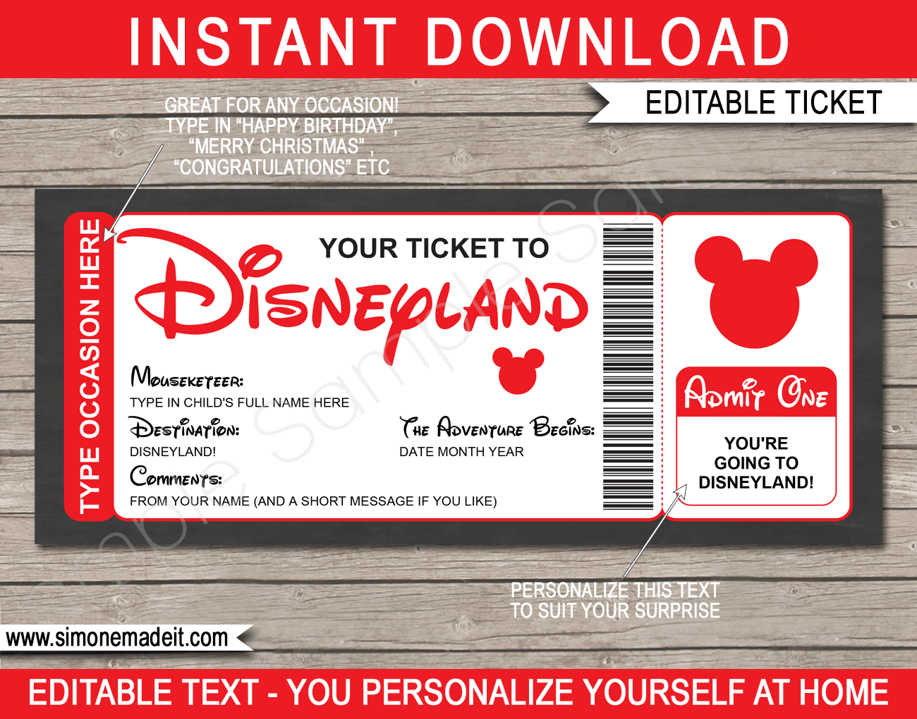 Free Printable Disney Tickets