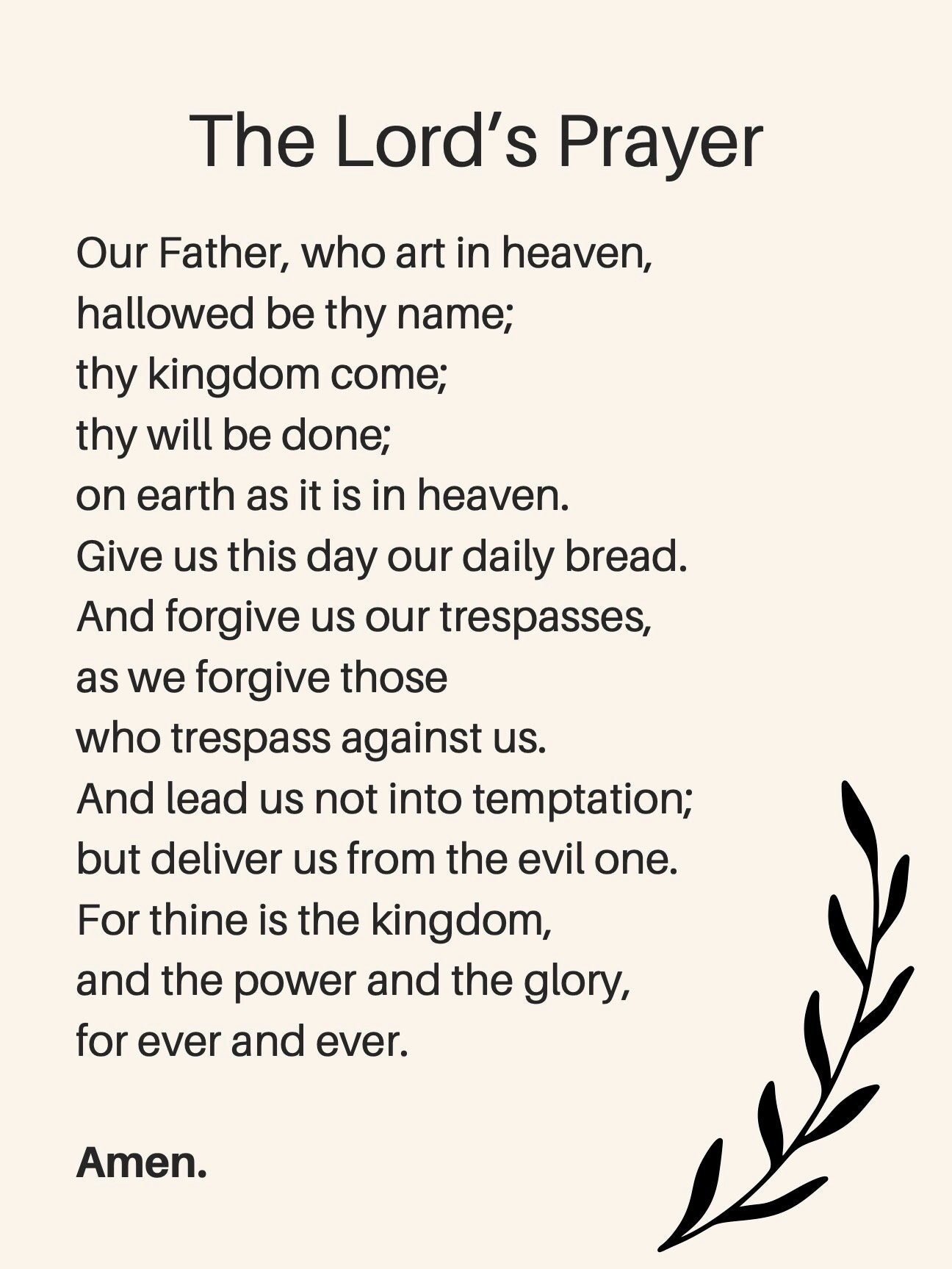 The Lord s Prayer INSTANT DOWNLOAD Printable Art Poster Christian Prayer Bible Verse Scripture 16x20 8x10 8 5x11 Multiple Sizes Etsy