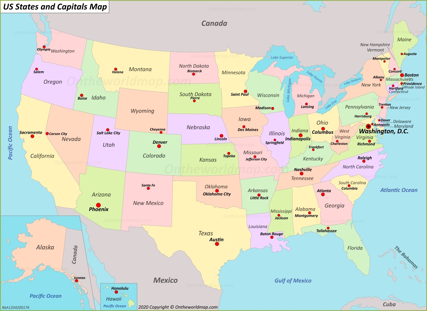 Free Printable Map Of The United States With Capitals