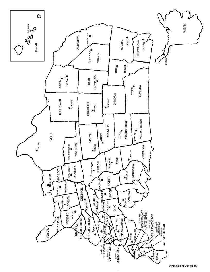 Us Map States And Capitals Blank