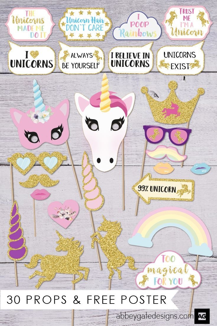 Unicorn Photo Prop Birthday Photo Booth Unicorn Party Birthday Photobooth Photo Booth Props Photobooth Props Unicorn Baby Shower PDF Etsy UK