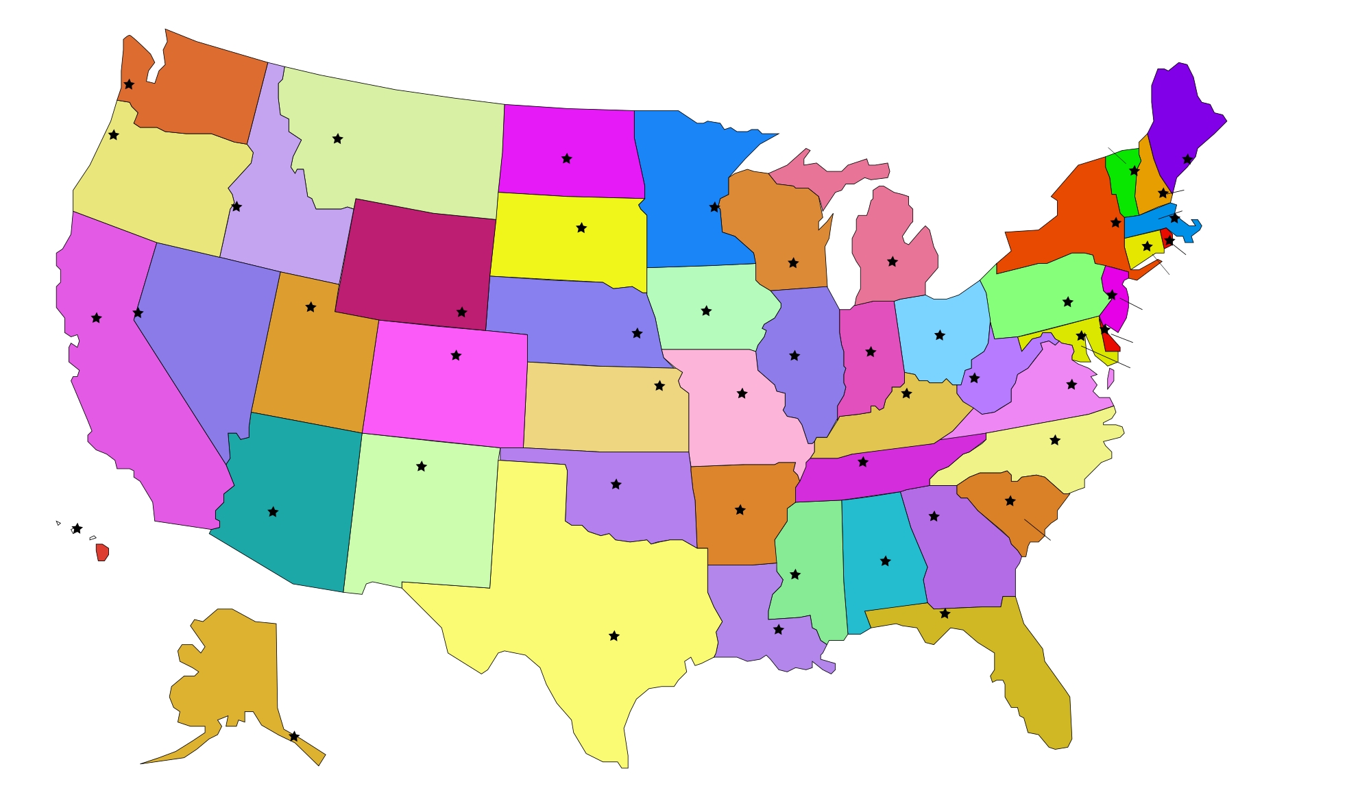 Usa Map With Capitals Printable