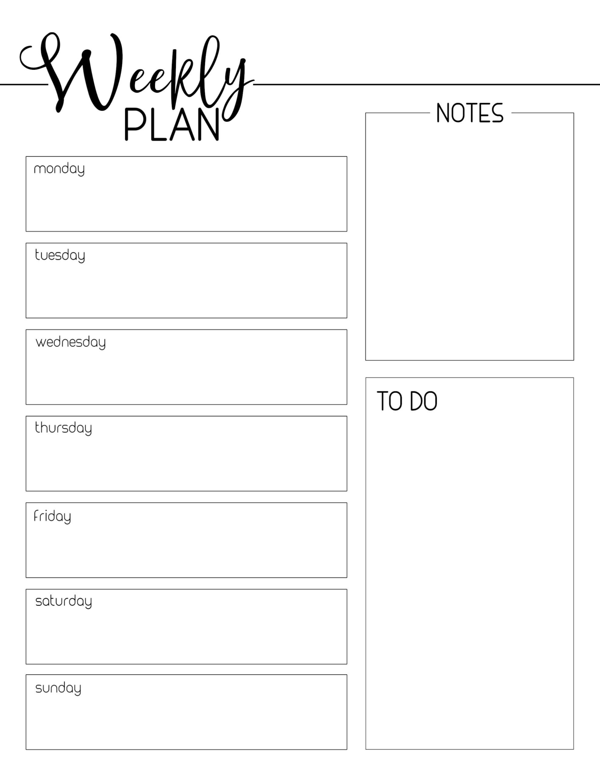 Free Printable Weekly Calendar