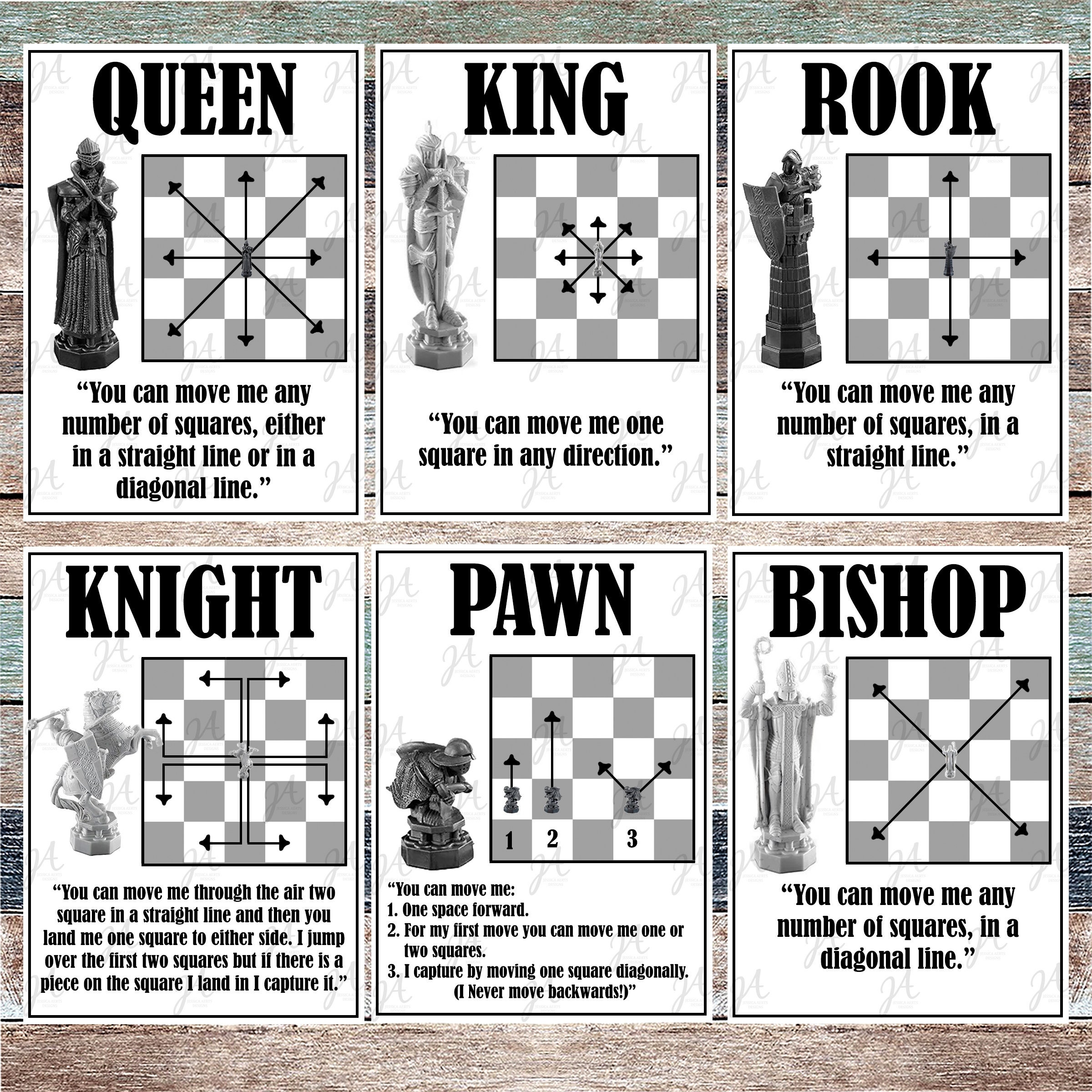 Wizard Chess Cheat Cards Etsy