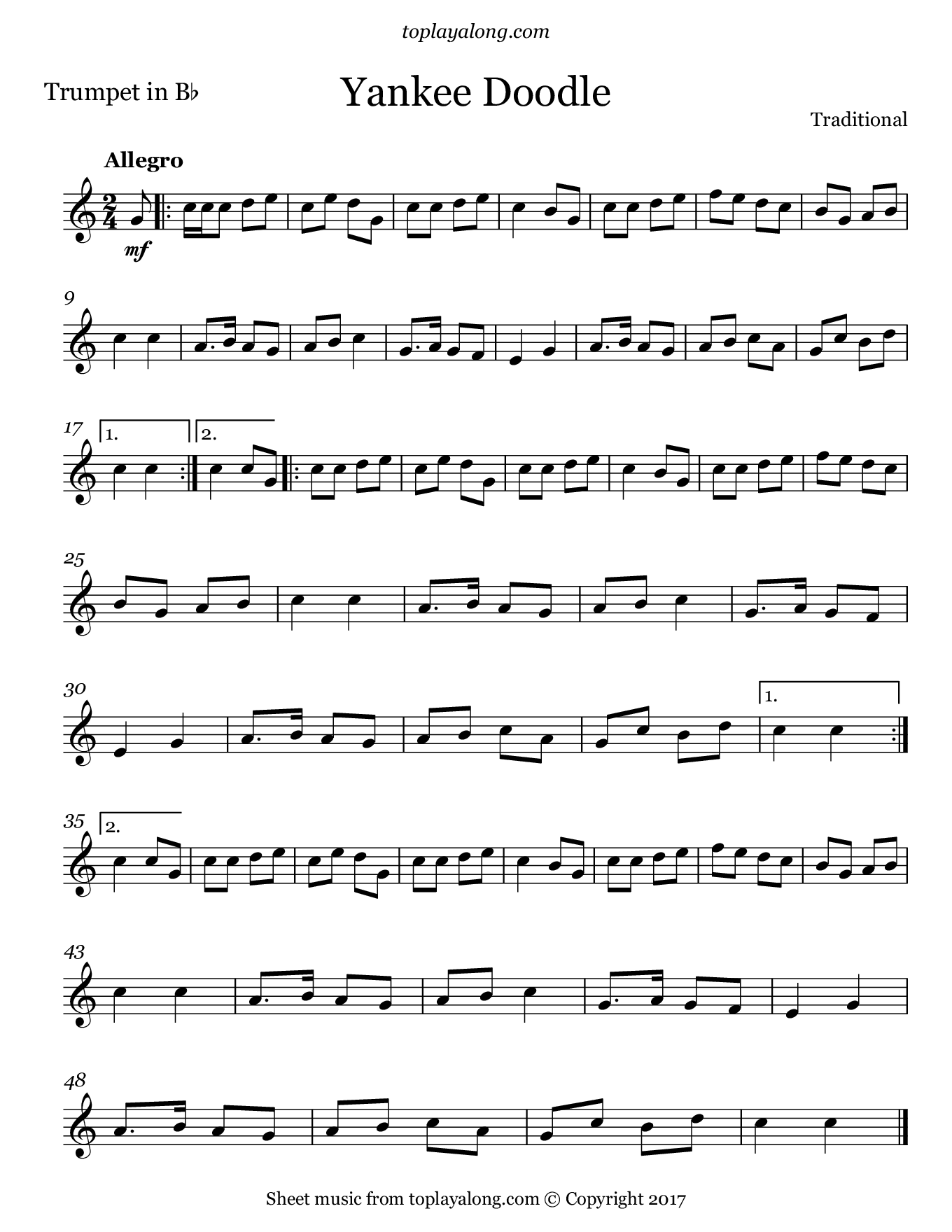 Yankee Doodle Toplayalong